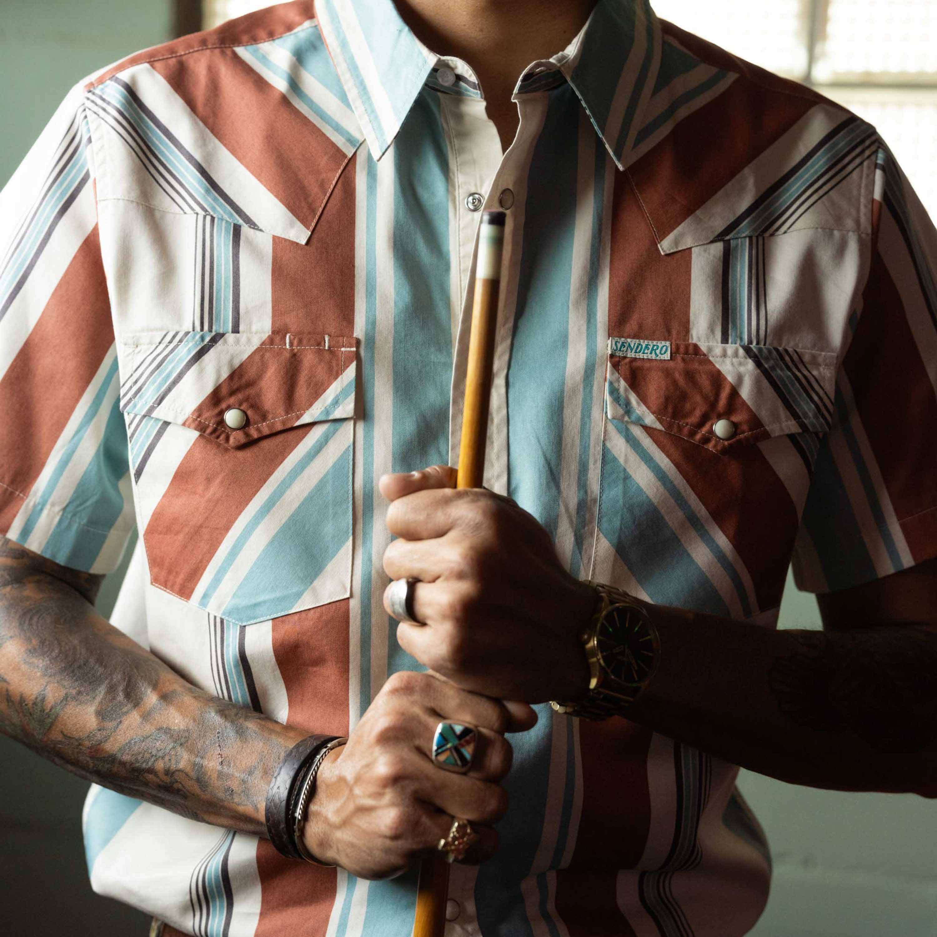 Sendero The Wyatt Pearl Snap Short Sleeve Serape Shirt - Image 5