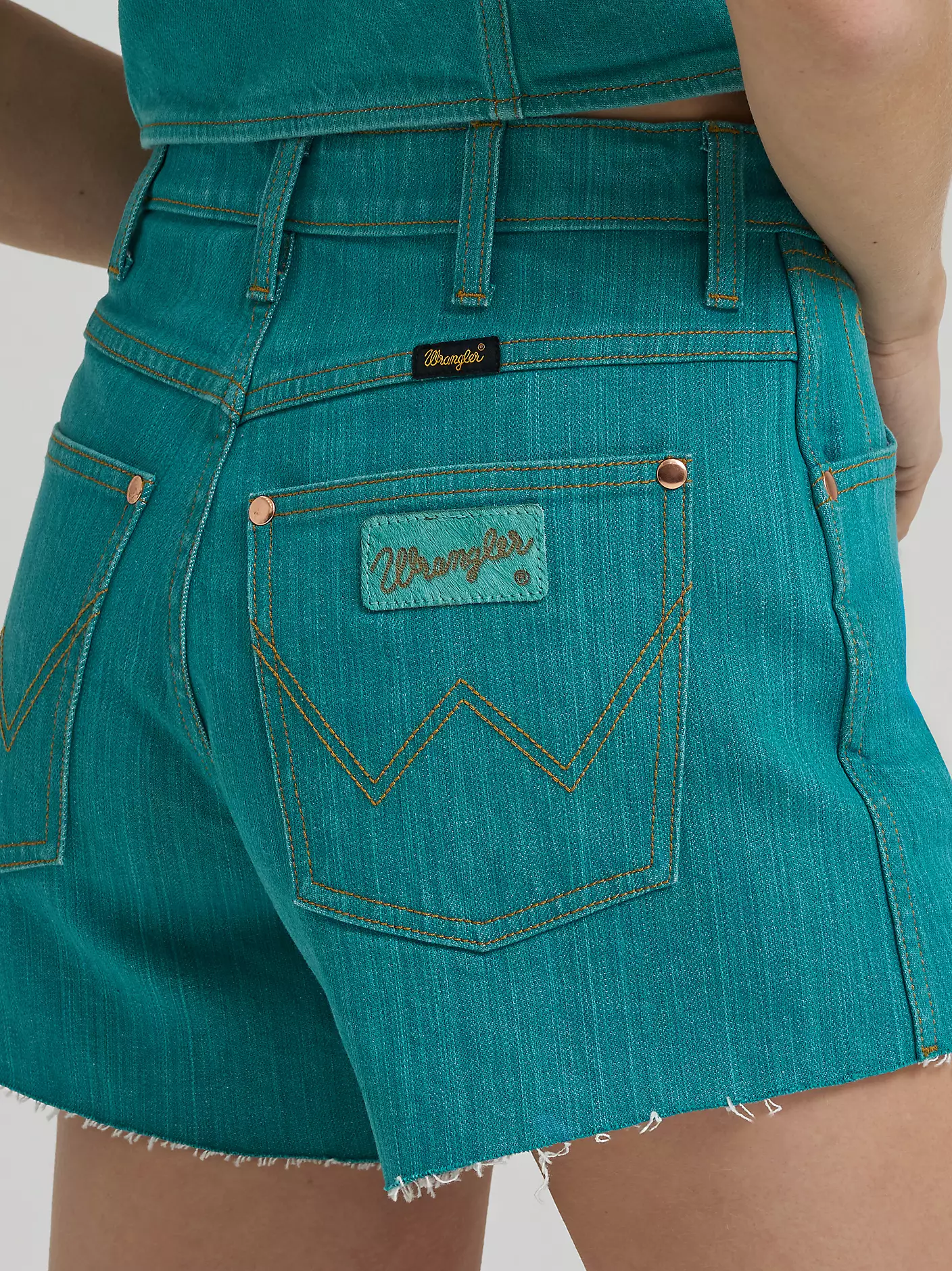 Lainey Wilson x Wrangler Turquoise Denim Short - Image 7