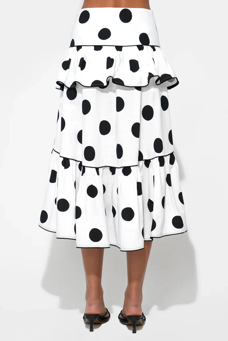 Adelyn Rae Aaliyah Layered Ruffle Linen Dot Skirt - Image 3