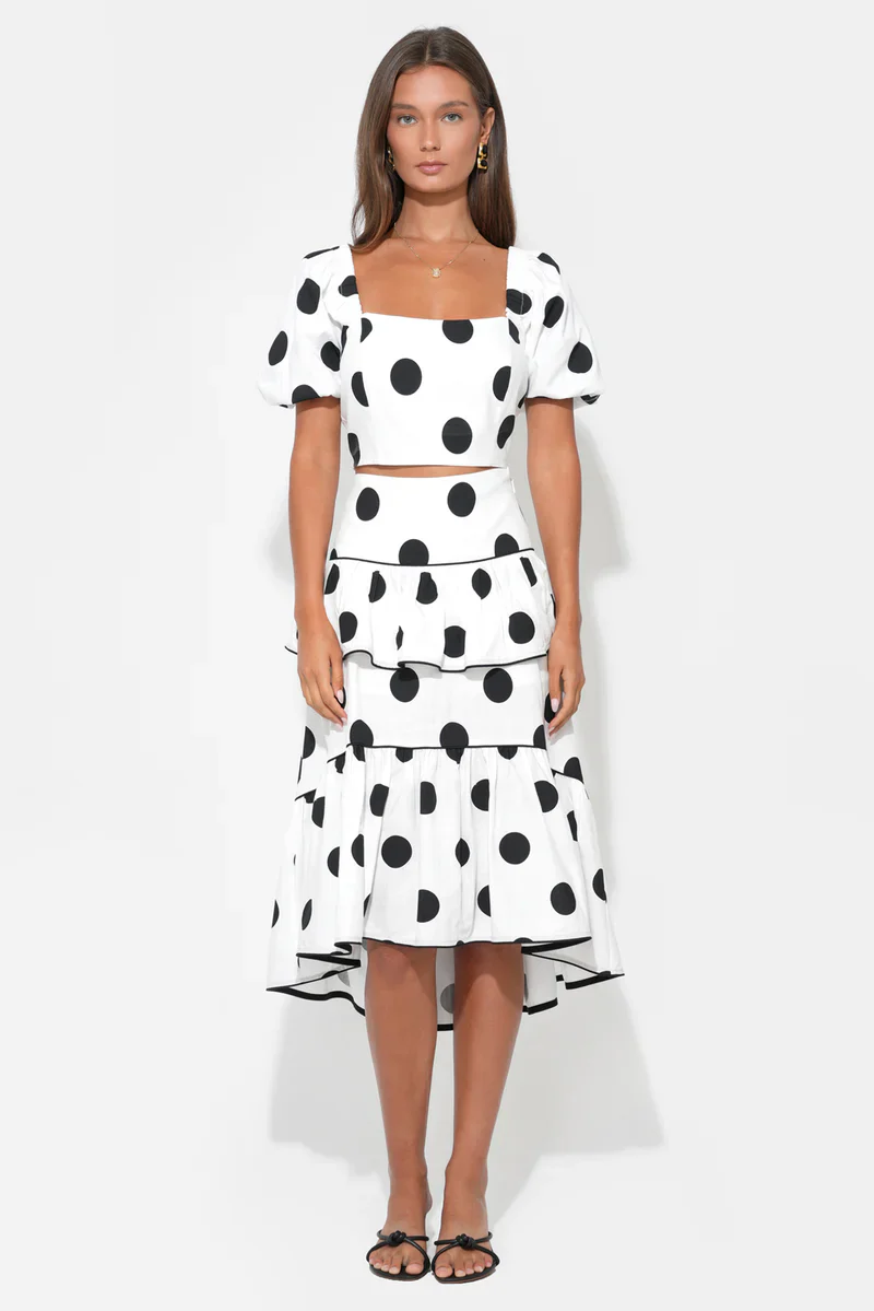 Adelyn Rae Aaliyah Layered Ruffle Linen Dot Skirt - Image 4