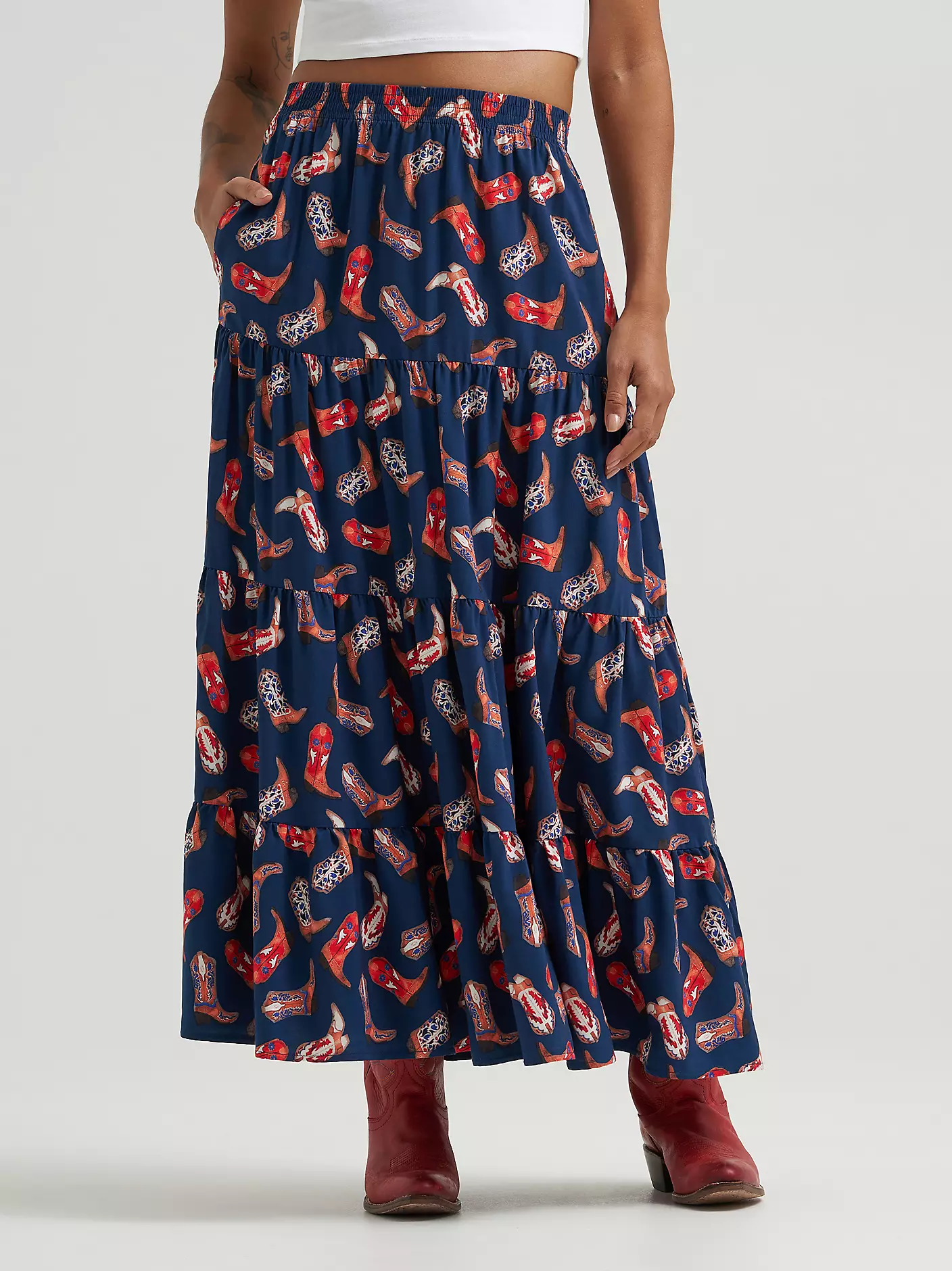 Wrangler Printed Tiered Maxi Skirt - Image 3