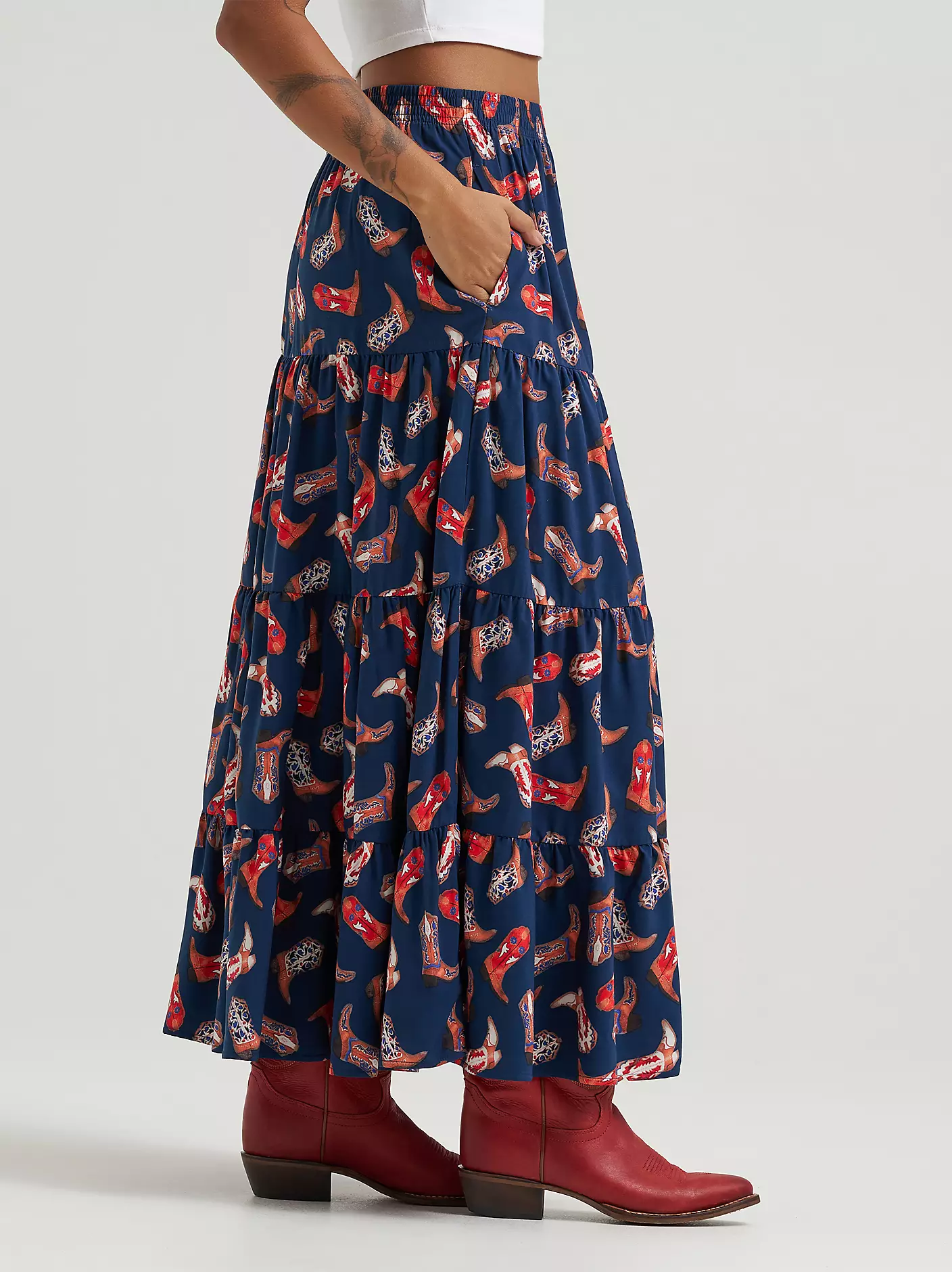 Wrangler Printed Tiered Maxi Skirt - Image 5