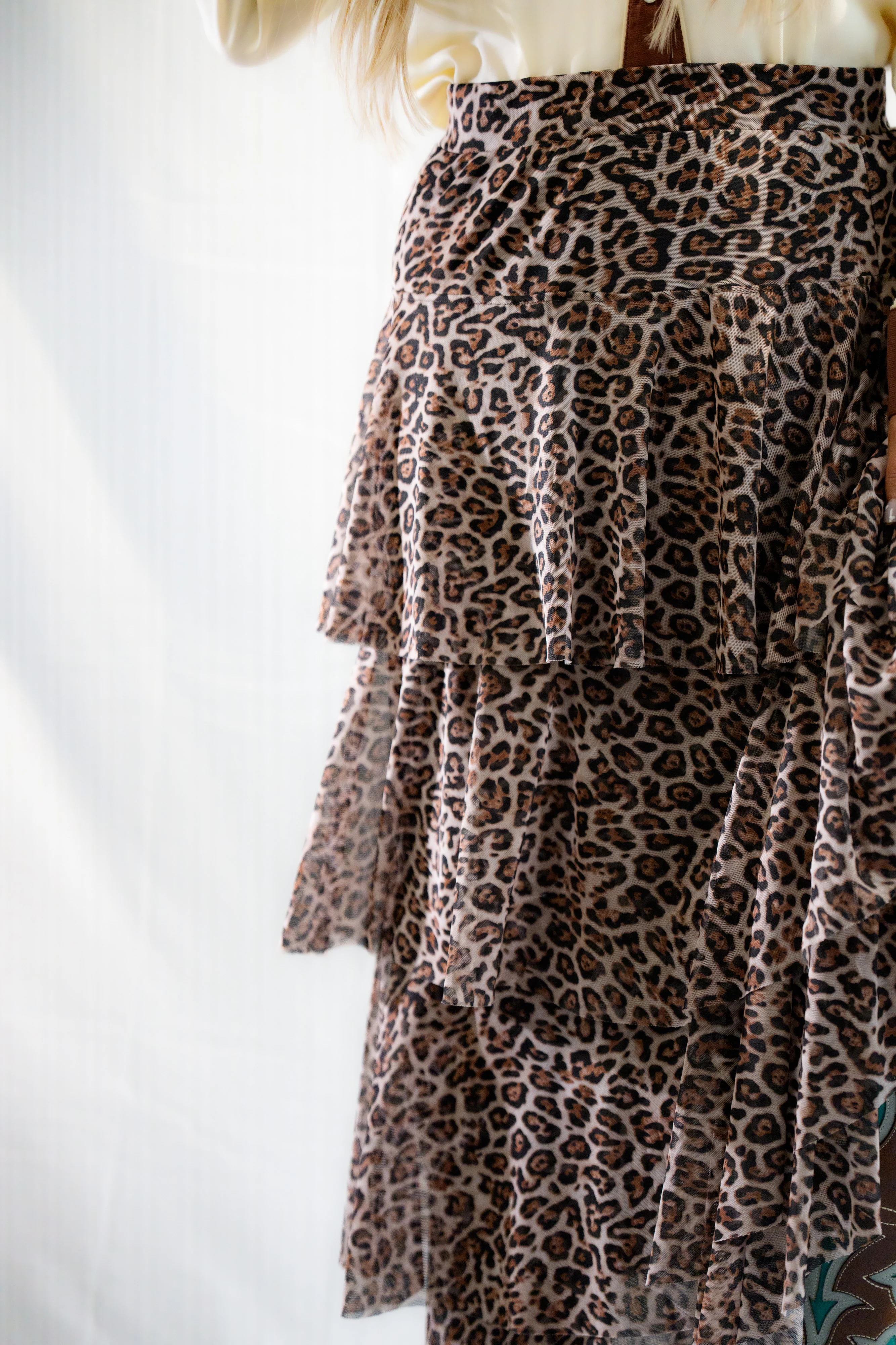 W.A.Y. Leopard Print Tiered Skirt - Image 5