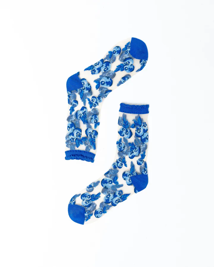 Sock Candy Blueberry Ruffle Sheer Crew Sock - Image 2