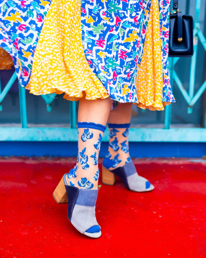 Sock Candy Blueberry Ruffle Sheer Crew Sock - Image 3