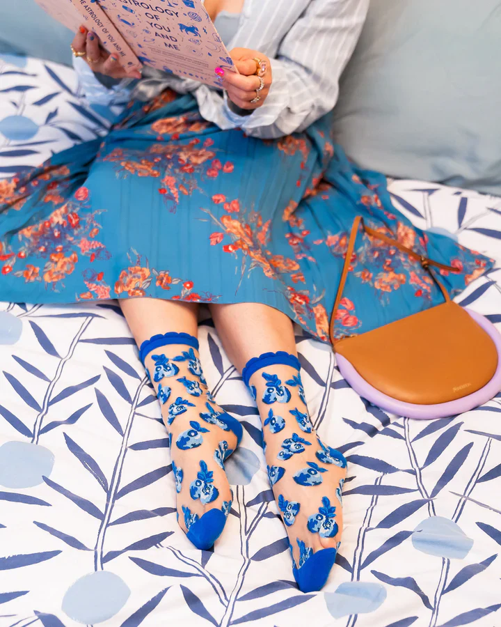 Sock Candy Blueberry Ruffle Sheer Crew Sock - Image 6