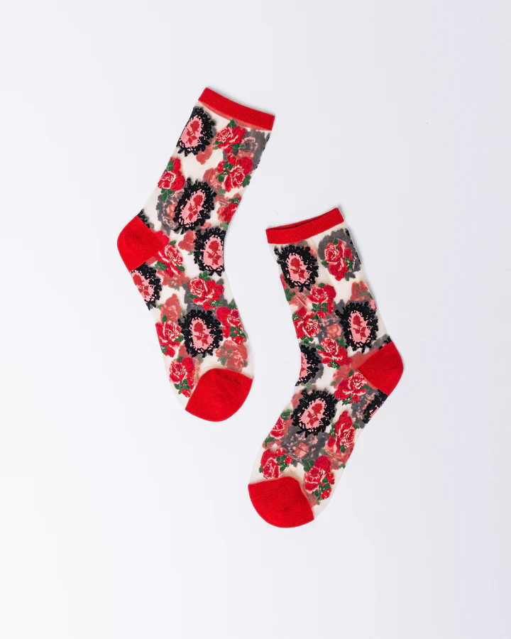 Sock Candy Cameo Rose Sheer Crew Sock - Image 2