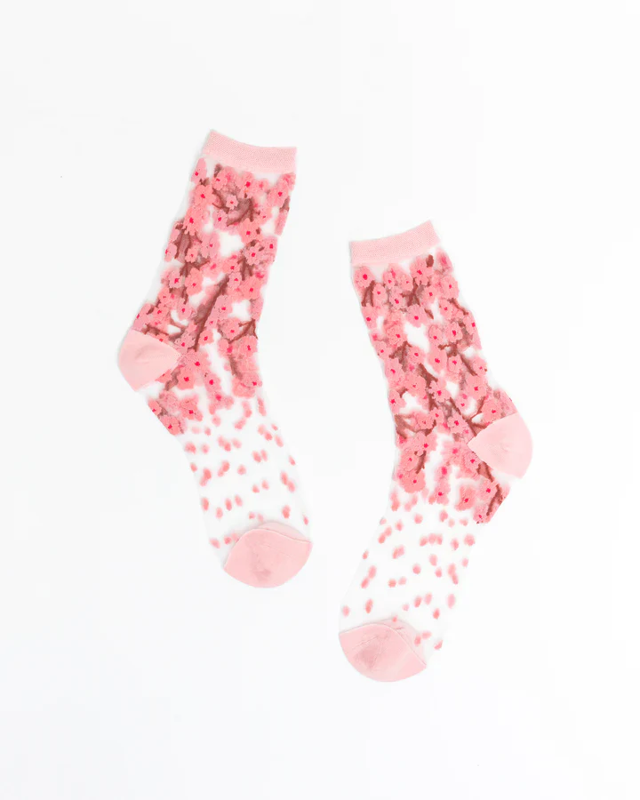 Sock Candy Cherry Blossom Sheer Crew Sock - Image 2