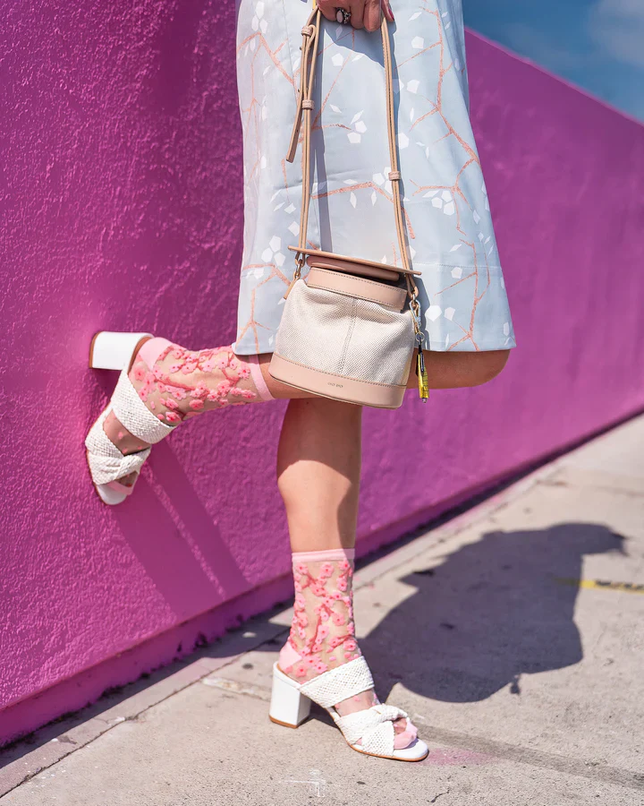 Sock Candy Cherry Blossom Sheer Crew Sock - Image 6
