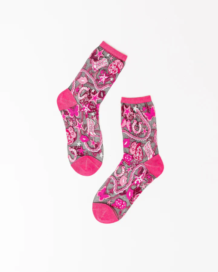 Sock Candy Disco Barbie Black Sheer Crew Sock - Image 2