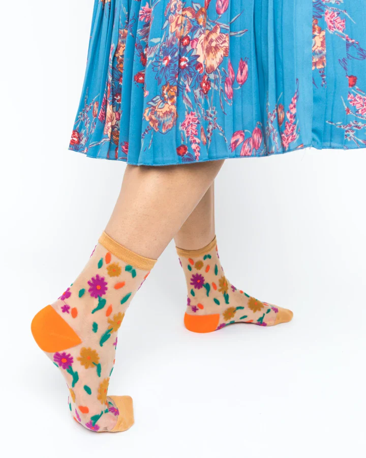 SOCK CANDY Ditsy Floral Sheer Ankle Sock - Image 3