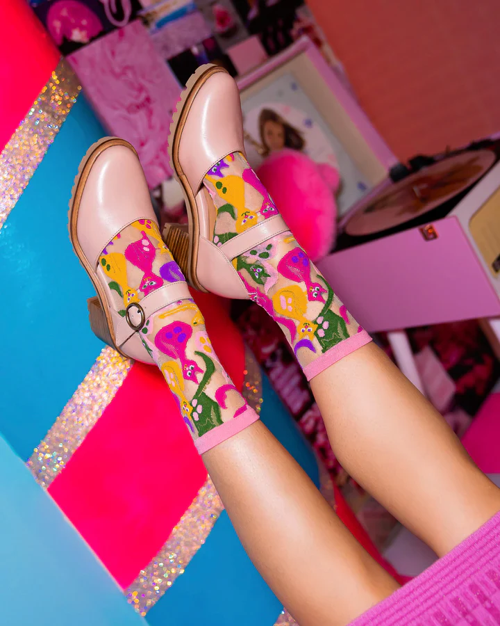 SOCK CANDY Dopamine Cats Sheer Crew Sock - Image 3