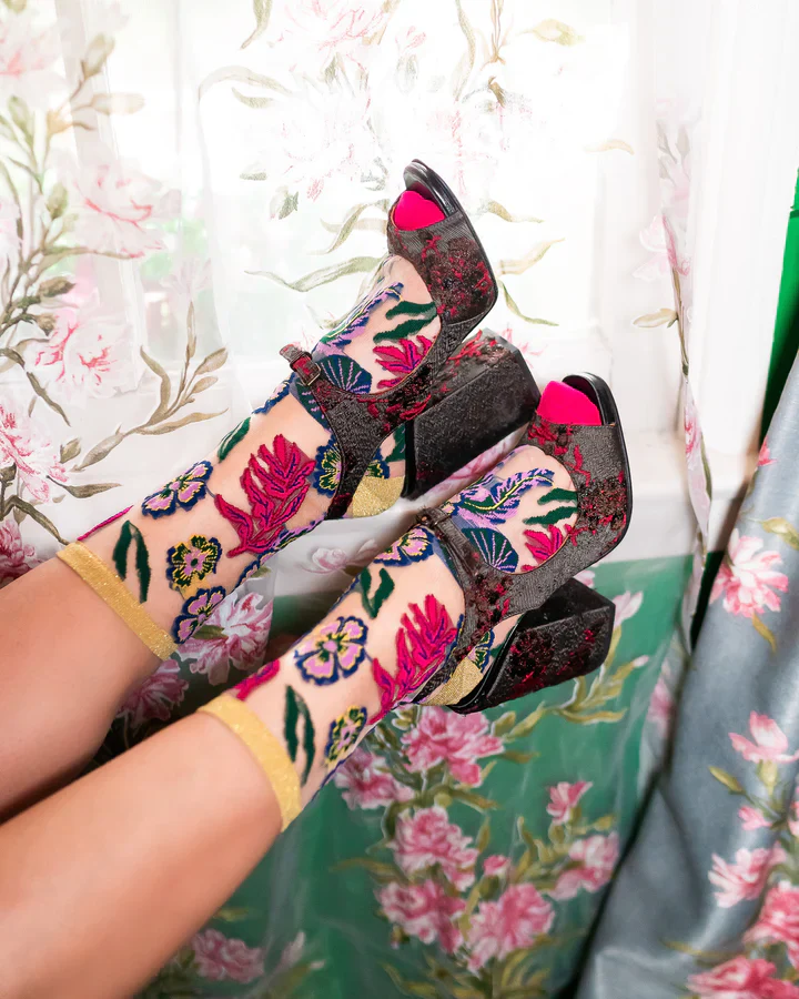 SOCK CANDY FESTIVE FLORAL SHEER SOCK