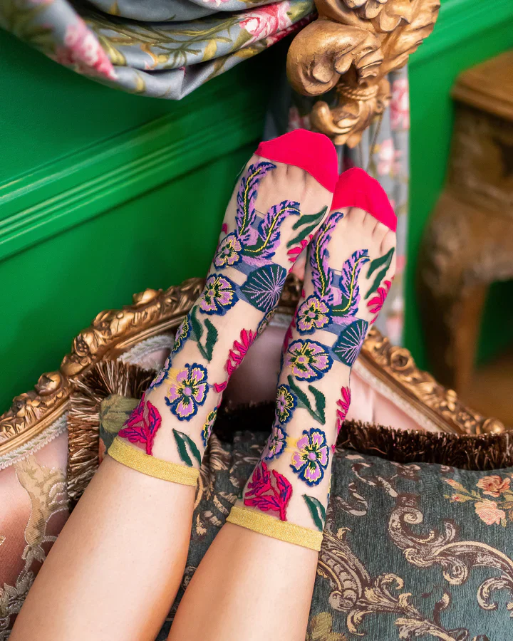 SOCK CANDY FESTIVE FLORAL SHEER SOCK - Image 3