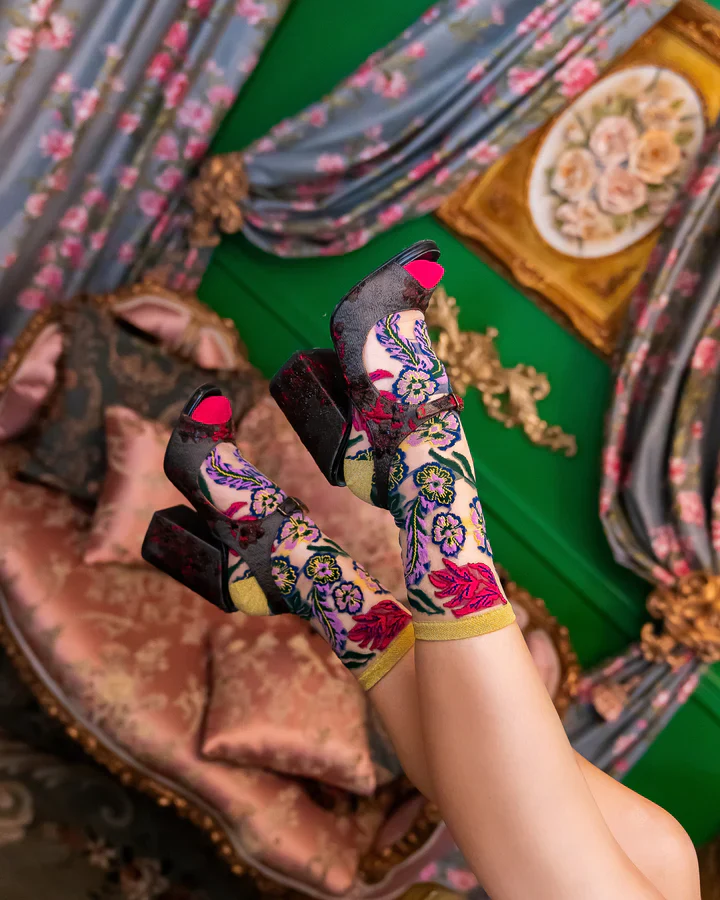 SOCK CANDY FESTIVE FLORAL SHEER SOCK - Image 4