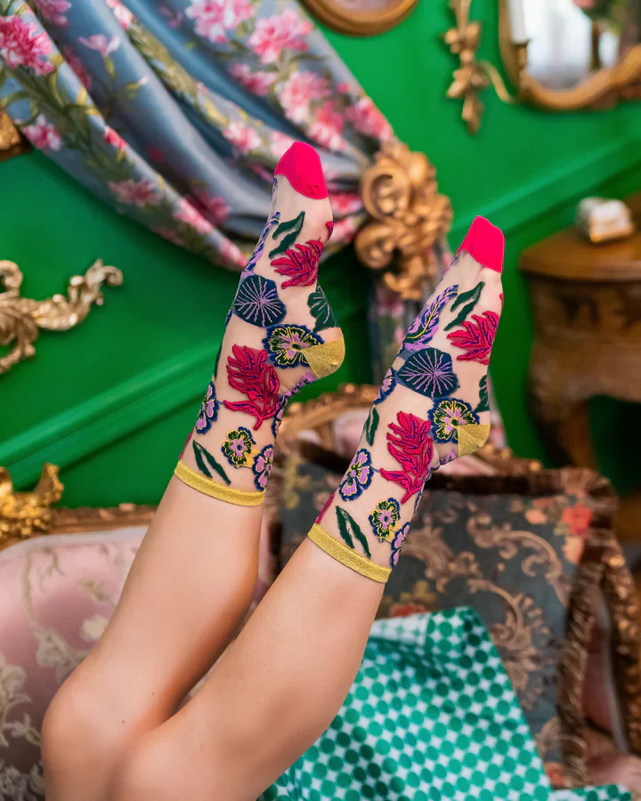 SOCK CANDY FESTIVE FLORAL SHEER SOCK - Image 5