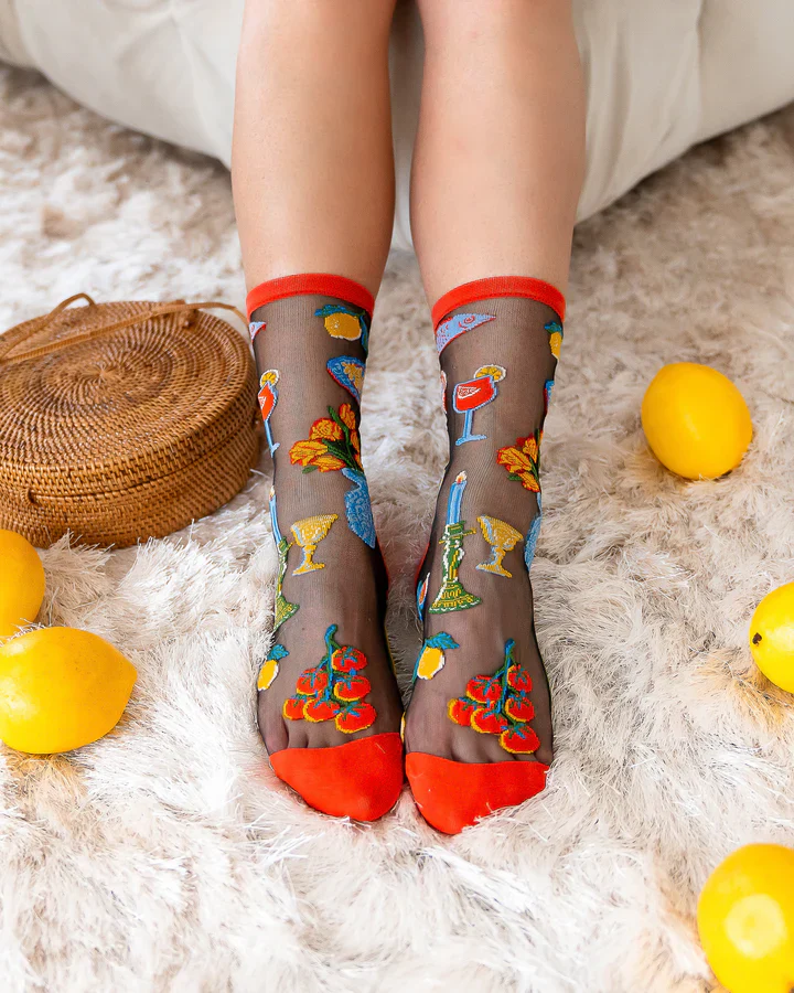 SOCK CANDY La Dolce Vita Black Sheer Crew Sock - Image 3