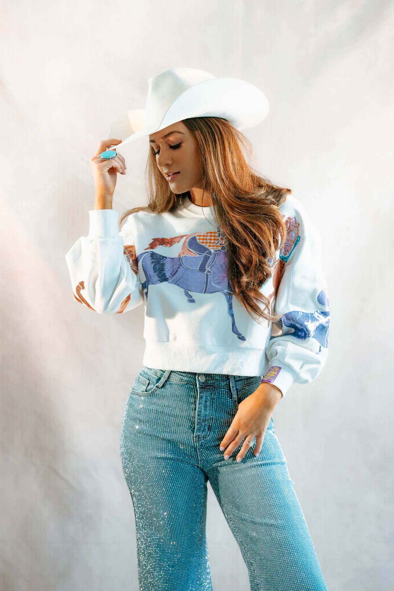 Queen Of Sparkles Jockey On Horses Sweatshirt - Image 4