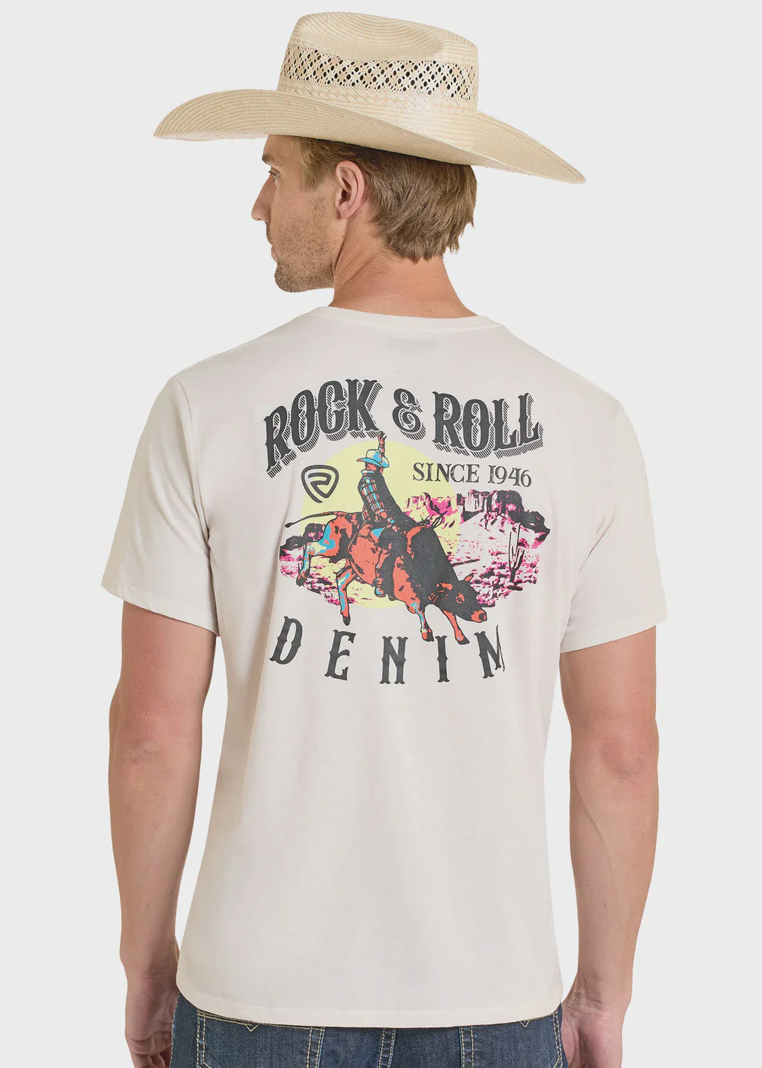 Rock And Roll Men's Bronco Riding Graphic T Shirt