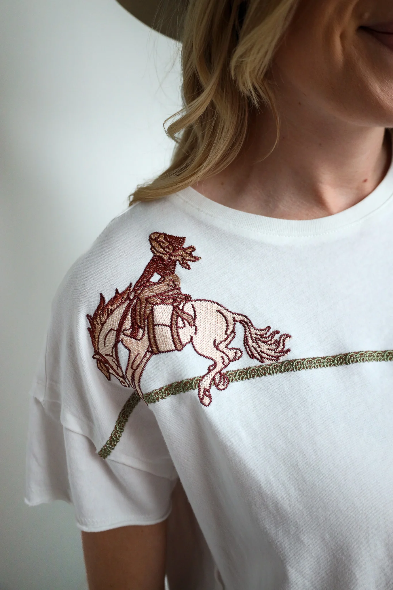Blue B Embroidered Shoulder Western Tee - Image 2