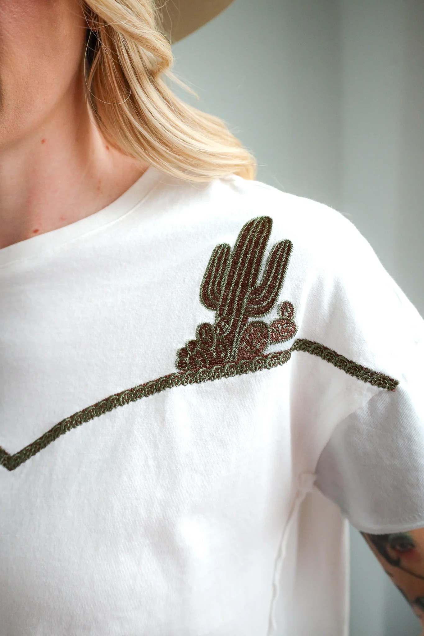 Blue B Embroidered Shoulder Western Tee - Image 3