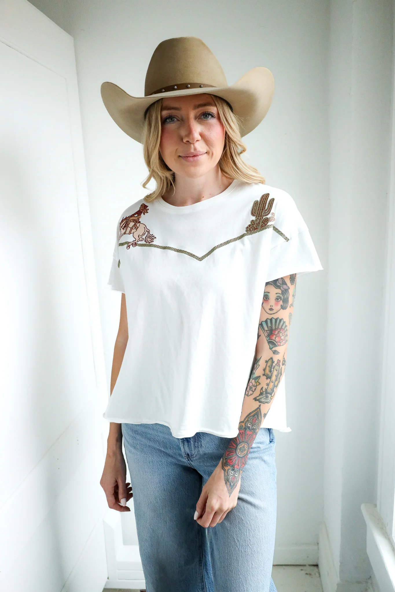 Blue B Embroidered Shoulder Western Tee - Image 8
