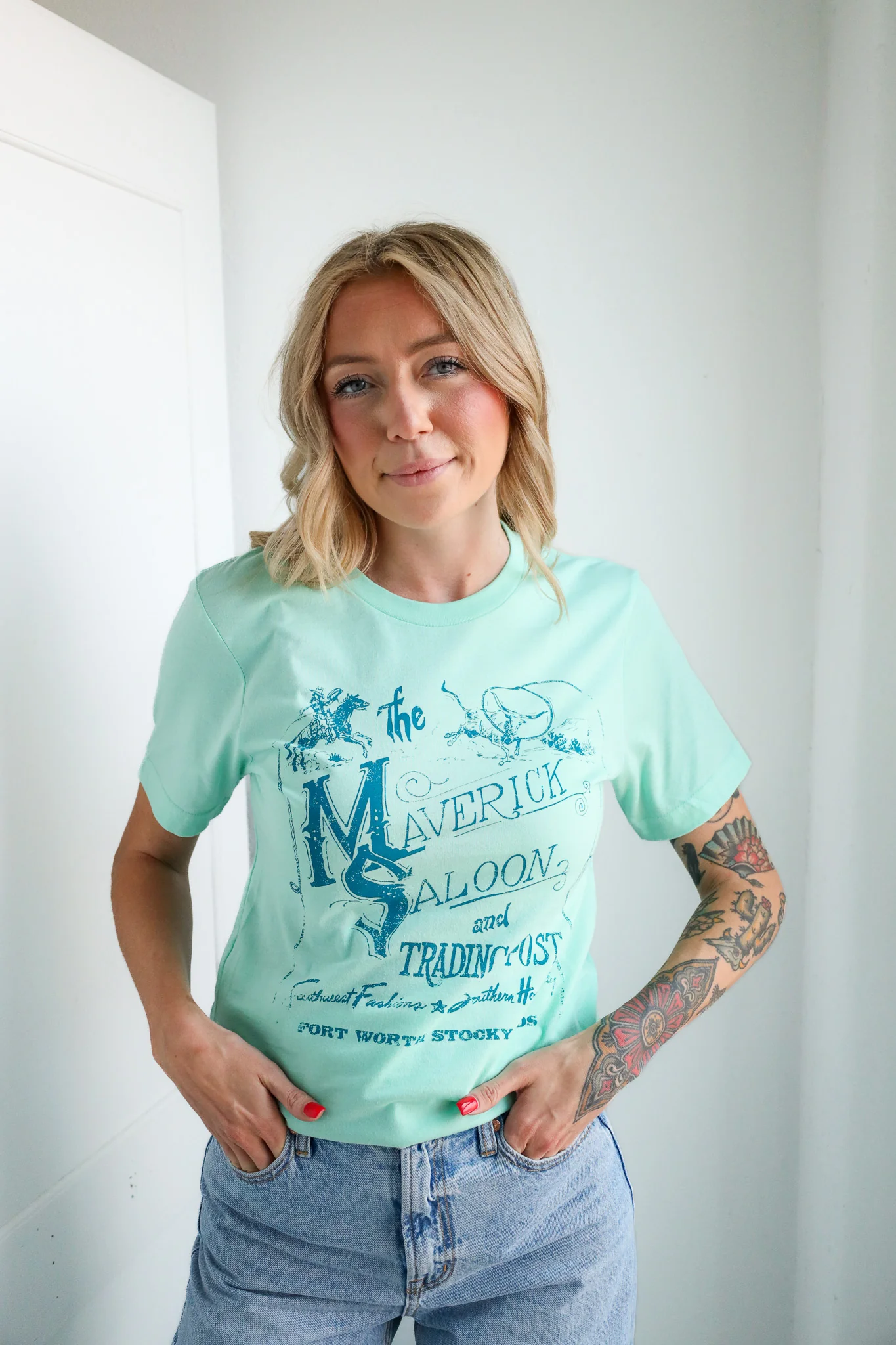MAVERICK EXCLUSIVE MAVERICK SALOON TEE- MINT/TURQUOISE - Image 3