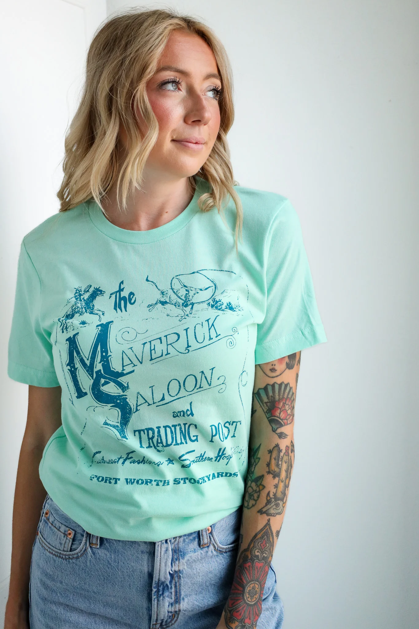 MAVERICK EXCLUSIVE MAVERICK SALOON TEE- MINT/TURQUOISE - Image 5