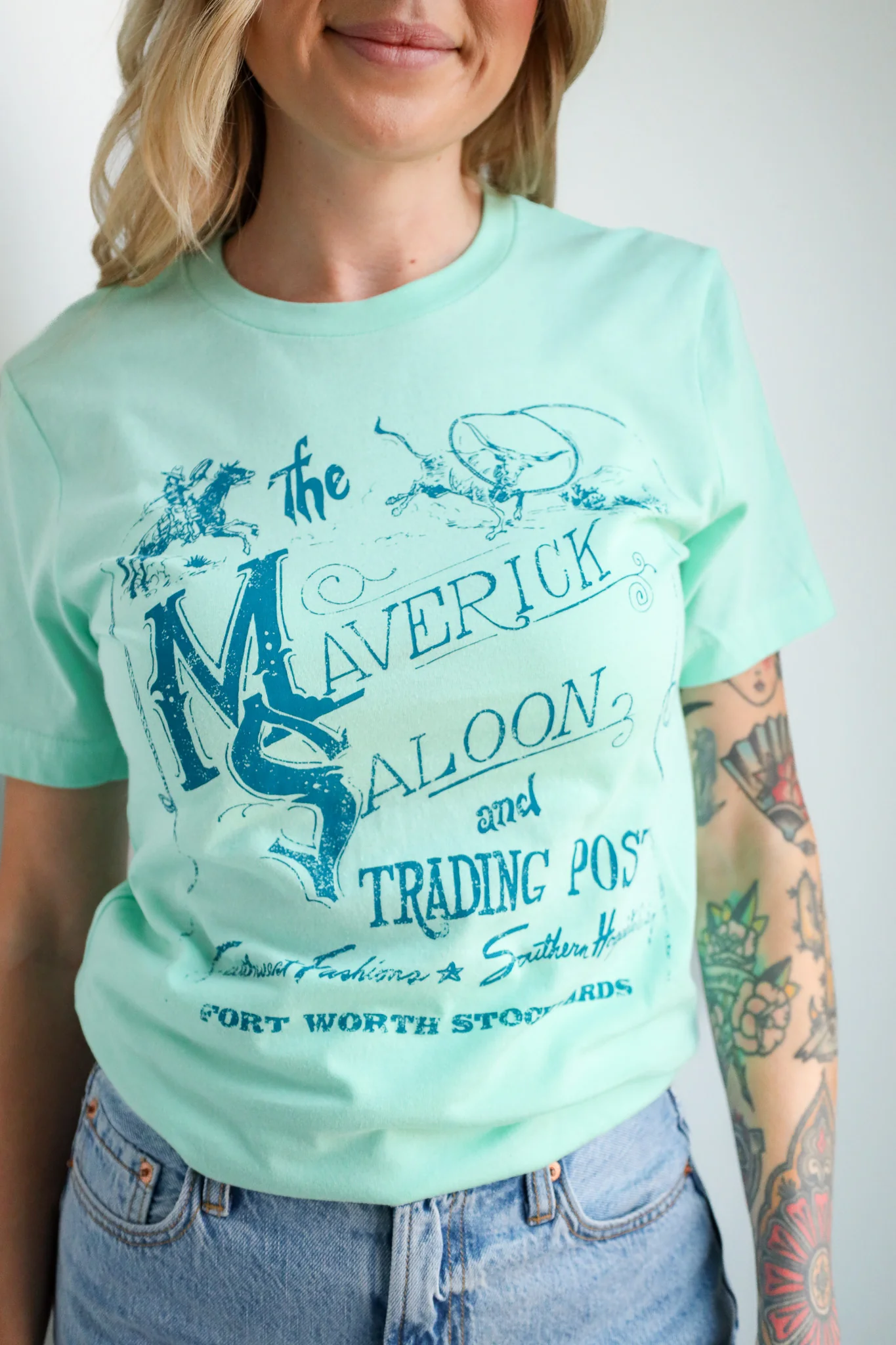 MAVERICK EXCLUSIVE MAVERICK SALOON TEE- MINT/TURQUOISE - Image 6