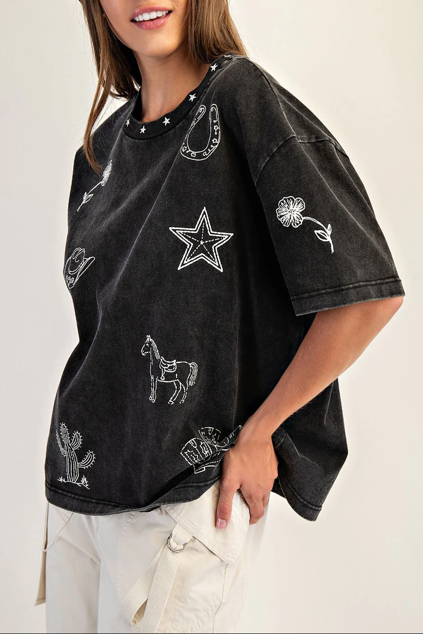 Eesome Snow Washed Western Inspired Tee - Image 2