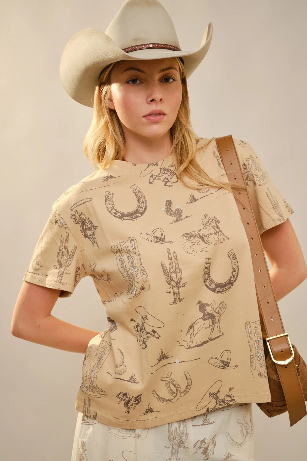 Blue B Round Neck Western Graphic Tee - Image 2