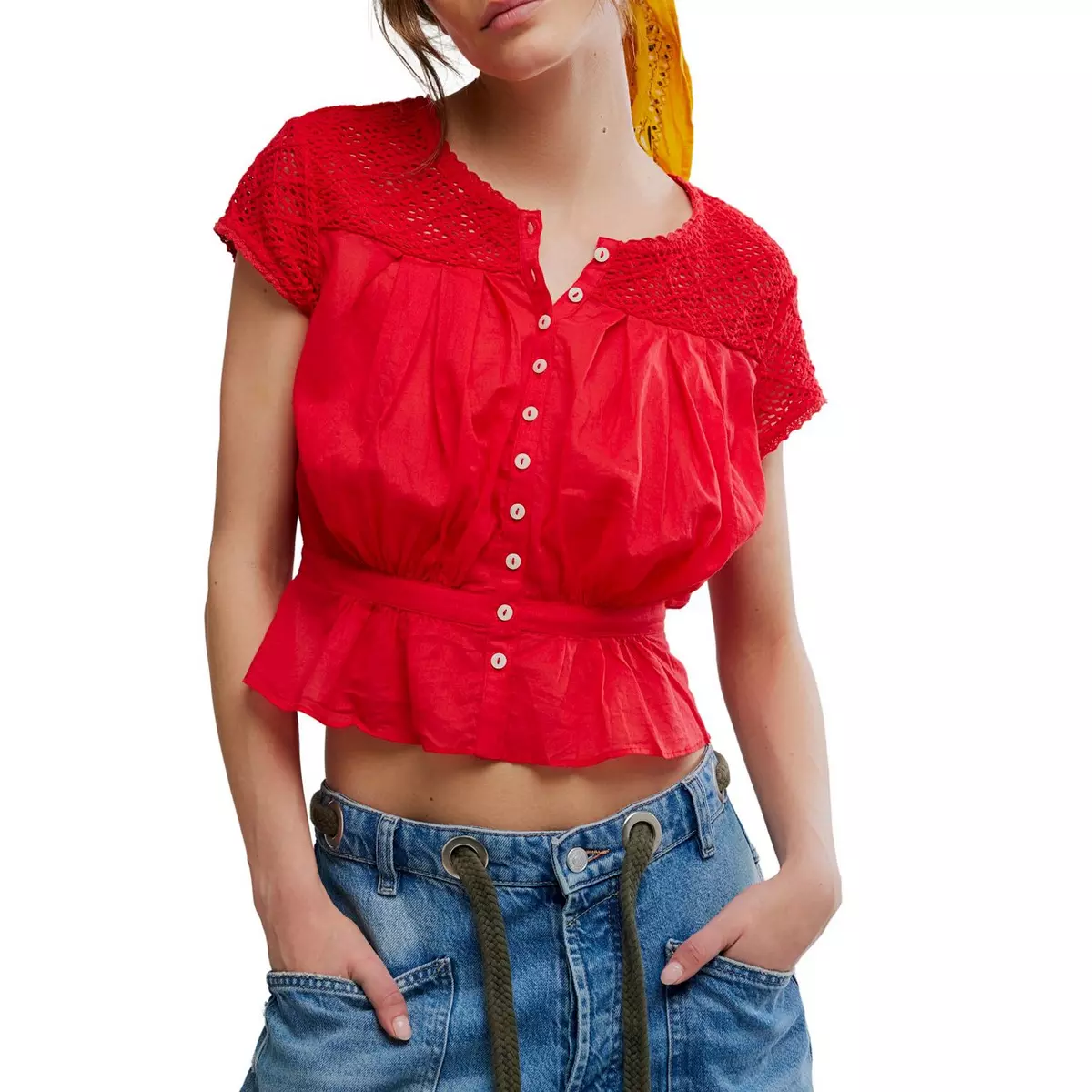 Free People Gemma Embroidered Shirt