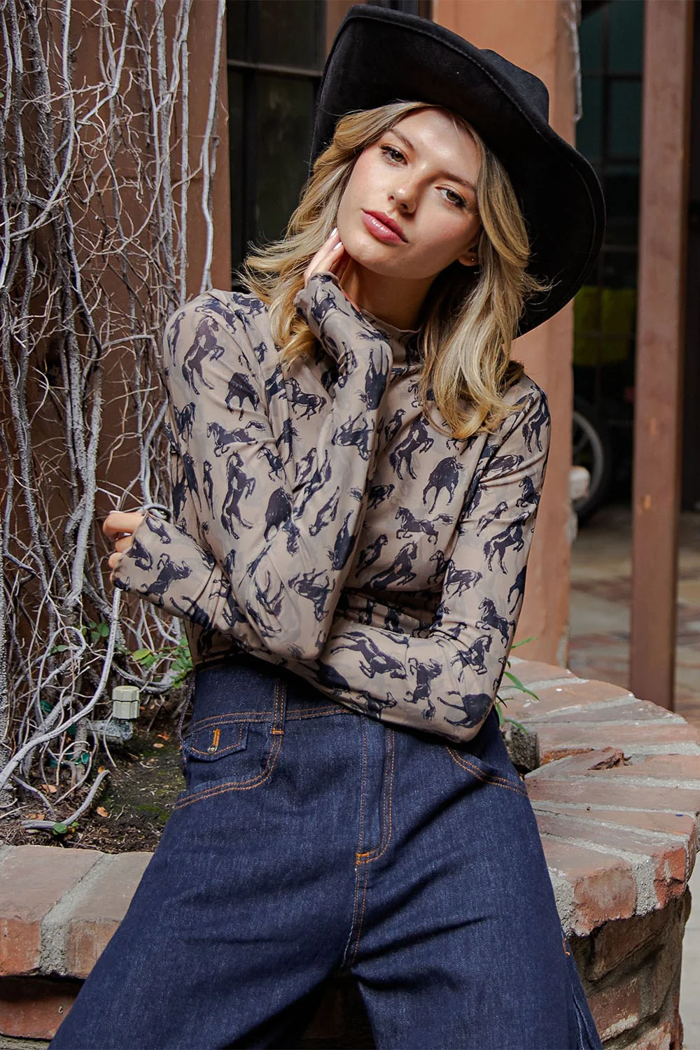 Eesome Mesh Western Horse Graphic Top - Image 4