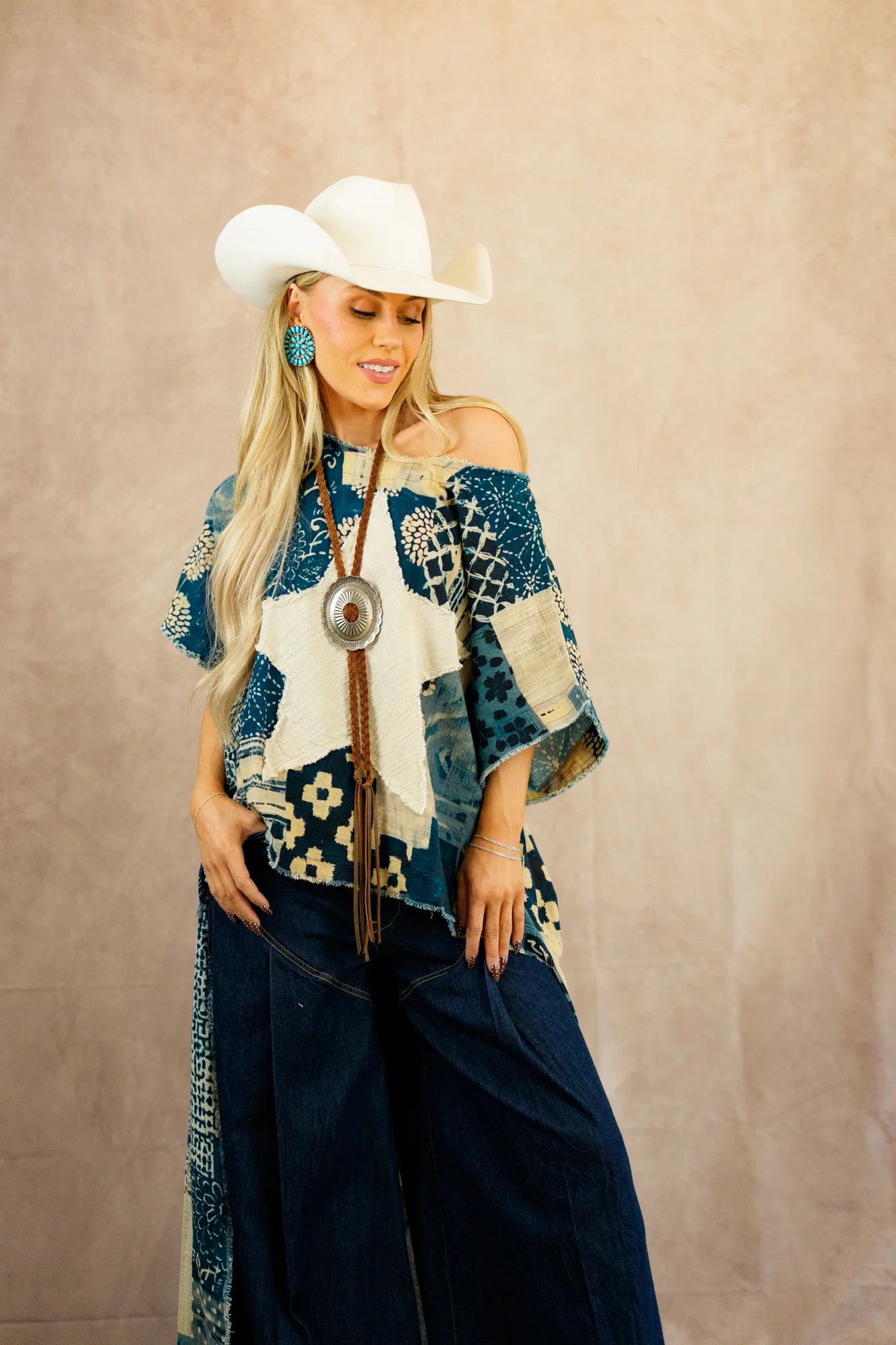 I Love Linen Hi-Lo Patchwork With Star Tunic - Image 10