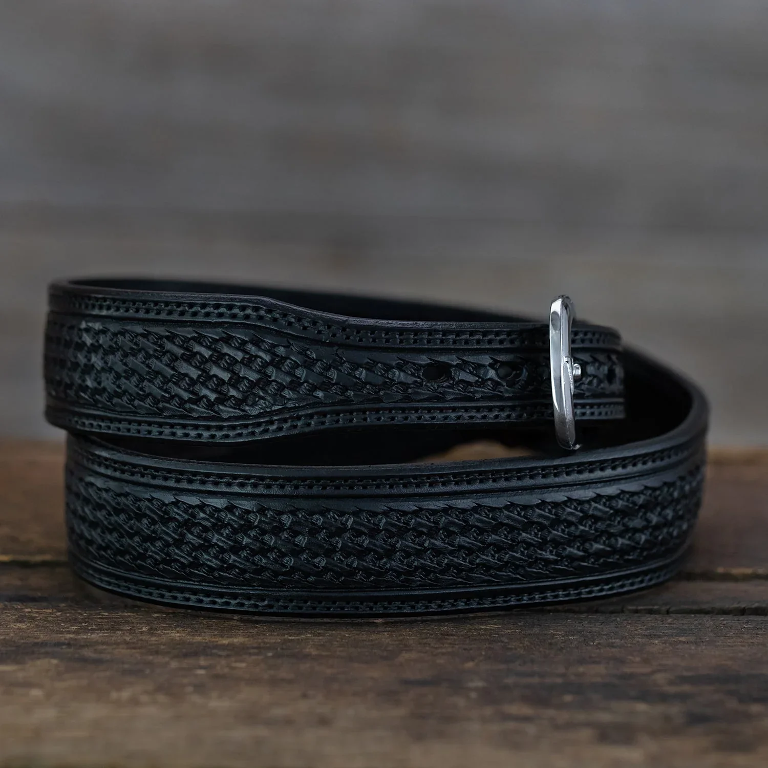 Vogt Basket Weave Belt with Taper in Black - Image 5