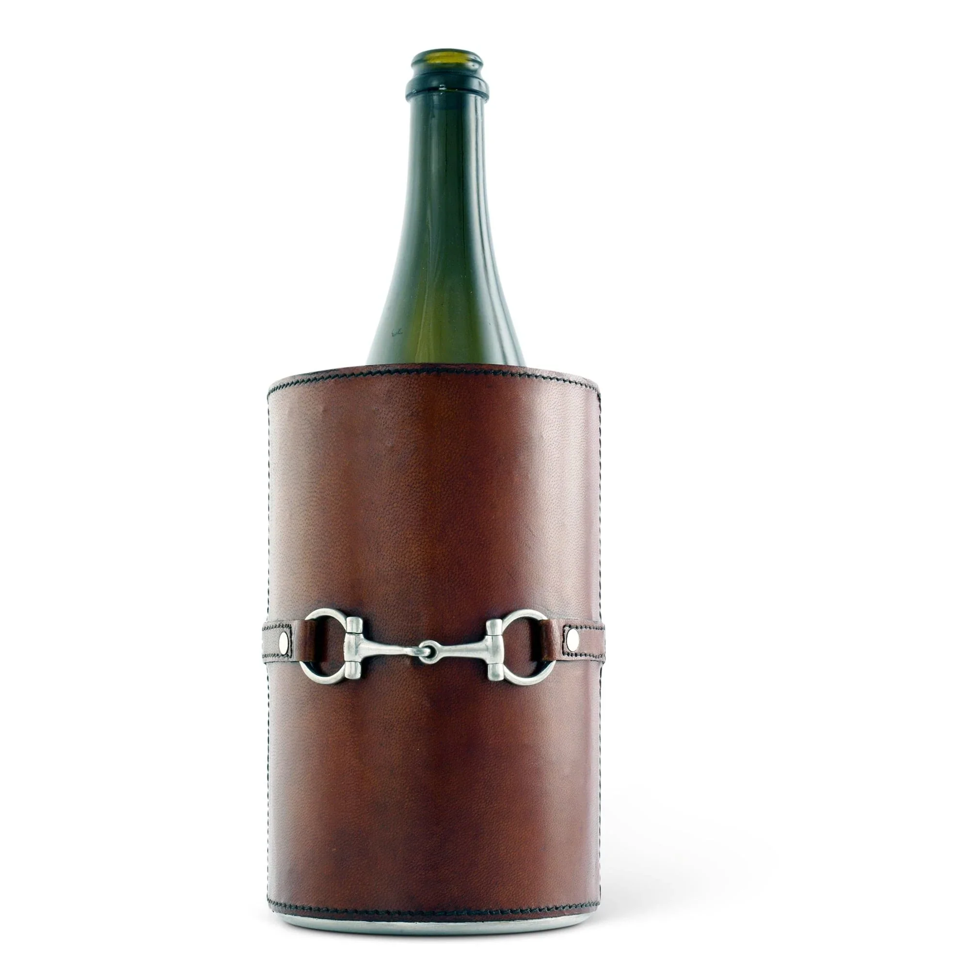 Vagabond House Premium Genuine Leather Bit Wine Bottle Chiller - Stainless Lined