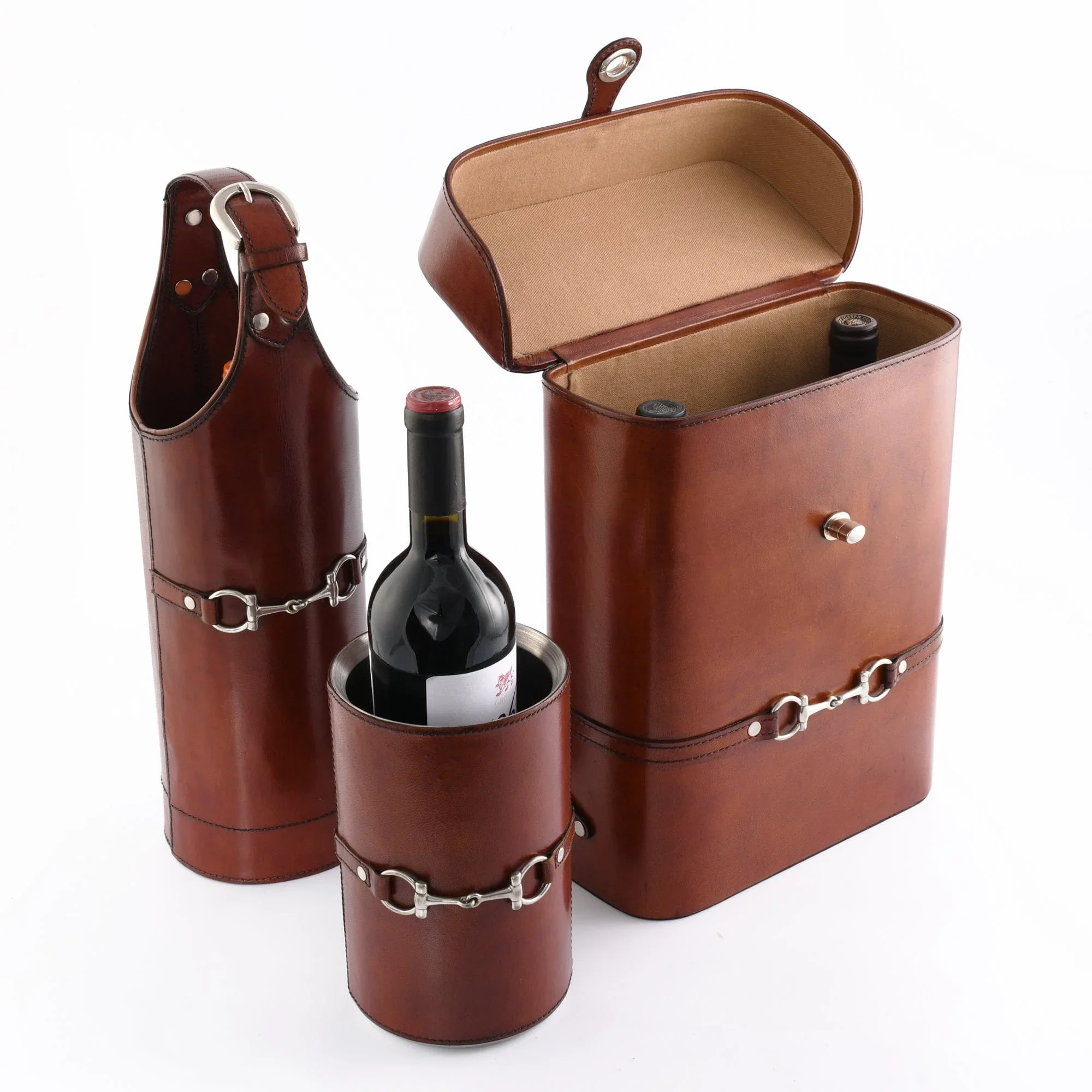 Vagabond House Premium Genuine Leather Bit Wine Bottle Chiller - Stainless Lined - Image 5